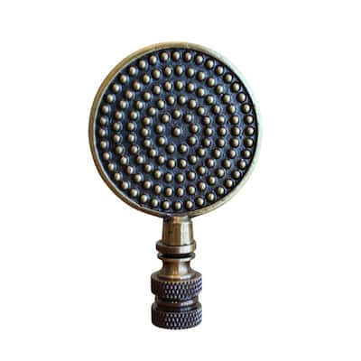 Dotted Medallion Decorative Lamp Finial Antique Brass, 3"h