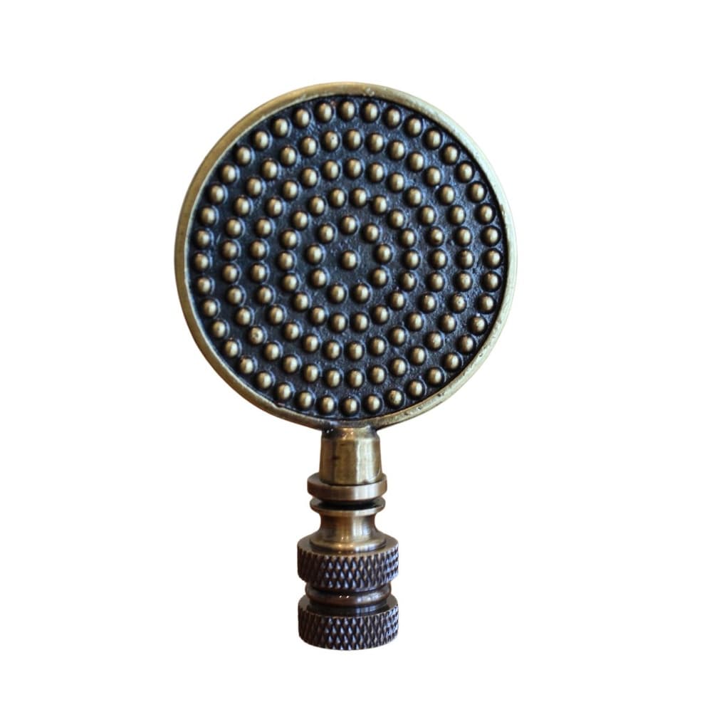 Dotted Medallion Decorative Lamp Finial Antique Brass, 3"h