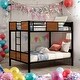 preview thumbnail 2 of 14, Modren Full over Full Modern Bunk Bed With Safety Rail,Built-in Ladder For Bedroom