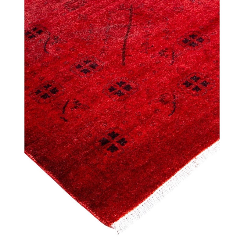 Overton Hand Knotted Wool Vintage Inspired Modern Contemporary Overdyed Orange Area Rug - 12' 3" x 18' 10"
