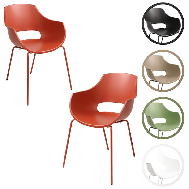 Furnish Theory Urban-ML Pro Indoor/Outdoor Stackable Dining Armchairs Polypropylene Shell & Powder-Coated Steel Legs (Set of 2)