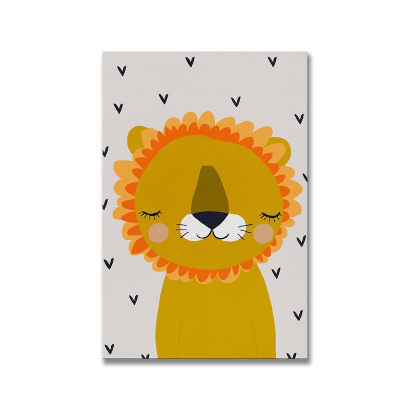 Kids Framed Art Print Little Lion by Treechild - Multi-Color