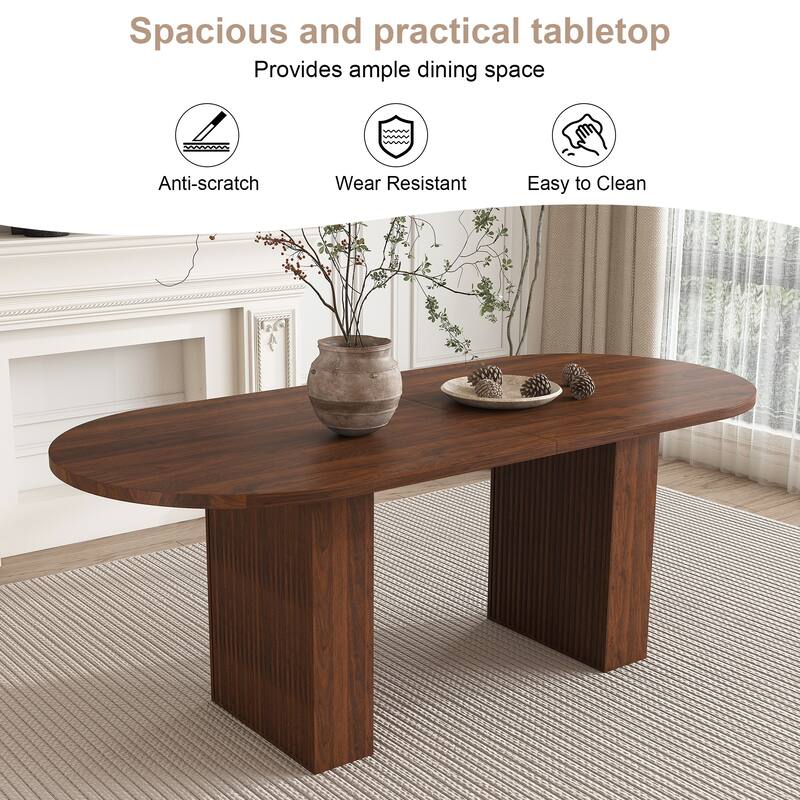 Oval Dining Table for 6, Kitchen Table with Wood Tabletop, Waterproof Meeting Table Home Office Table