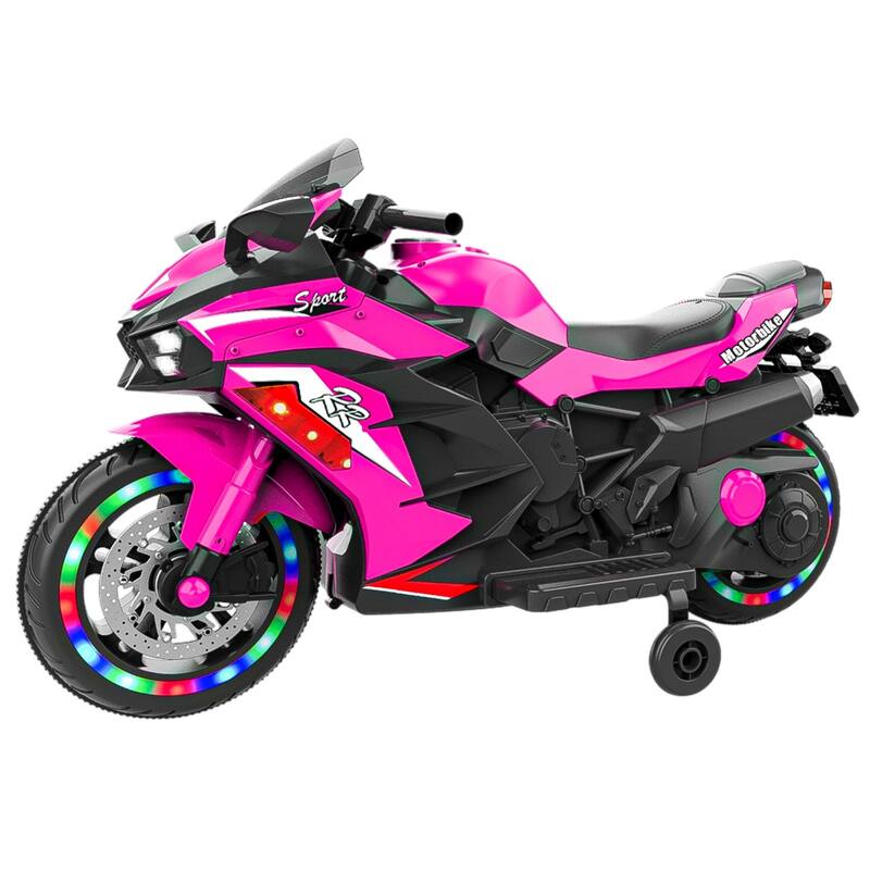 12V Kids Motorcycle, Battery Powered Ride On Bike with Lights Wheels and Bluetooth Music, Christmas Gift for Boys & Girls
