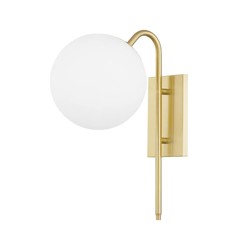 Mitzi by Hudson Valley Ingrid 1-light Wall Sconce with Opal Glass - Aged Brass
