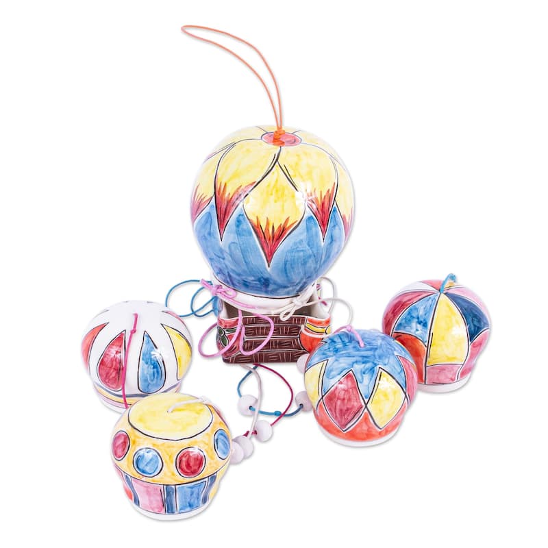 NOVICA Handmade Balloon Brigade Ceramic Wind Chime