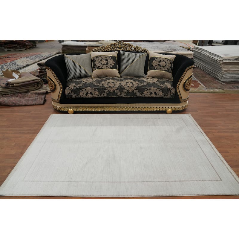 Machine Made Oriental Polyester Carpet Modern Modern Greys & Charcoal Modern Area Rug - 7' 5'' X 5' 2''