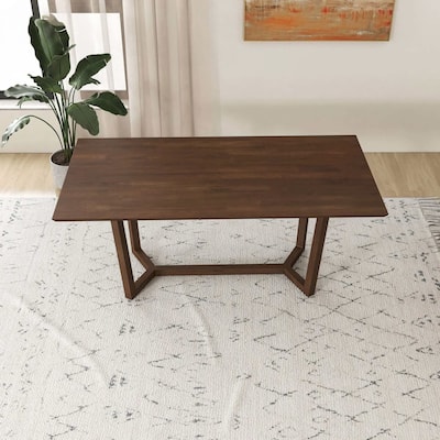 Solid Wood Dining Table In Brown