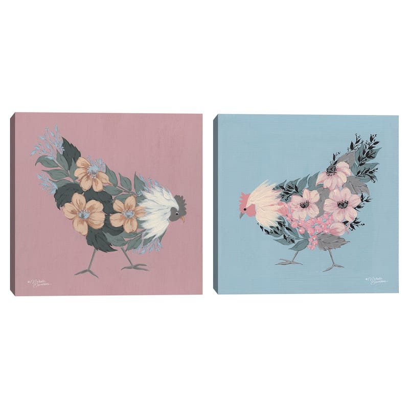 Blue Floral Hen, Rosie by Michele Norman Canvas Art Prints