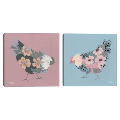 Blue Floral Hen, Rosie by Michele Norman Canvas Art Prints