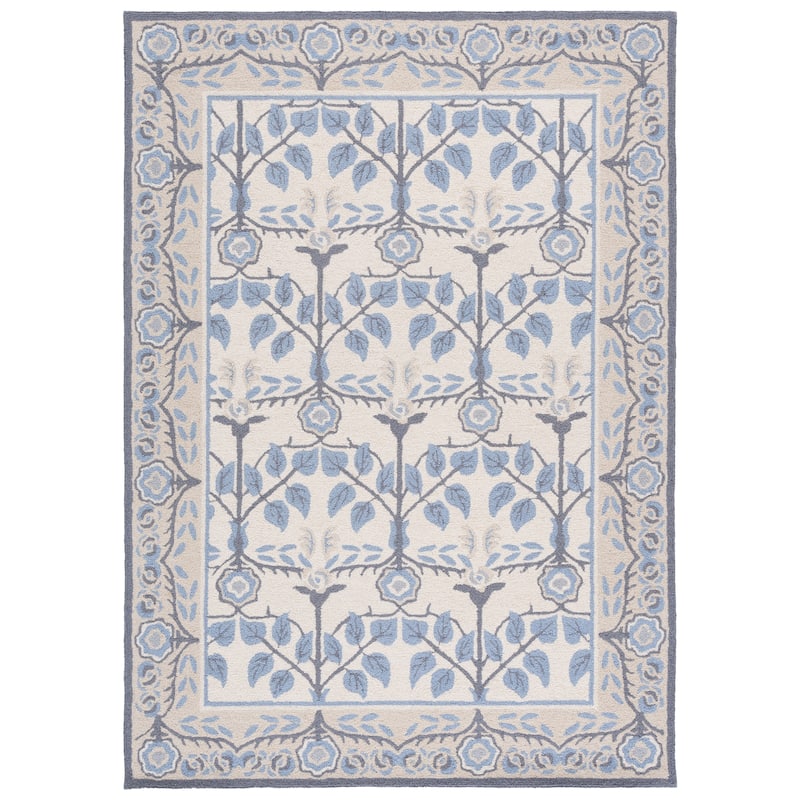 Martha Stewart by SAFAVIEH Handmade Jobka Wool Rug - Light Blue/Ivory - 5' x 8'