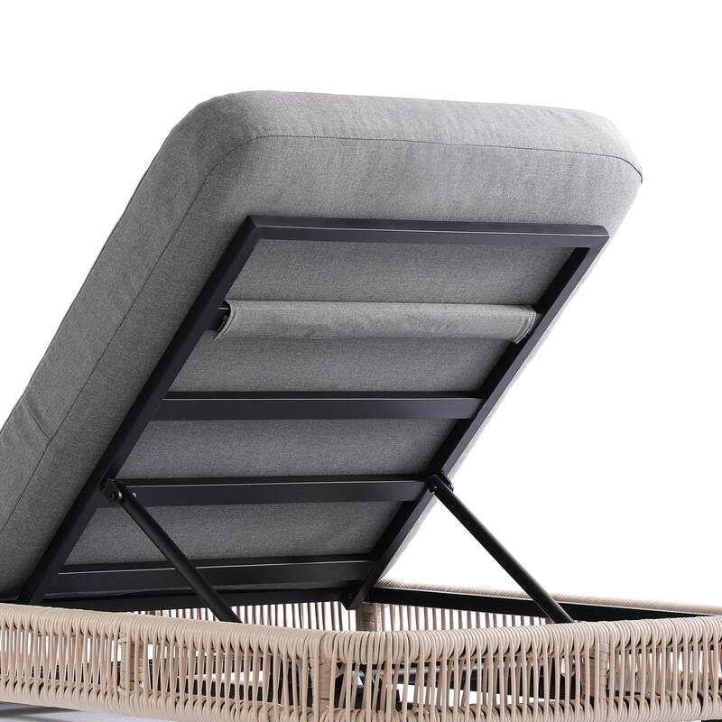 Outdoor Chaise Lounge Chair with Adjustable Backrest Patio Pool Lounge