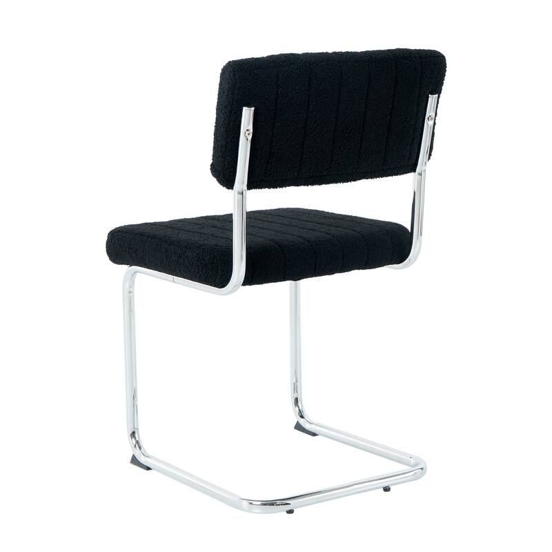 Modern simple light luxury dining chair Black chair Family bedroom stool back Dressing chair Student chair Metal legs (s