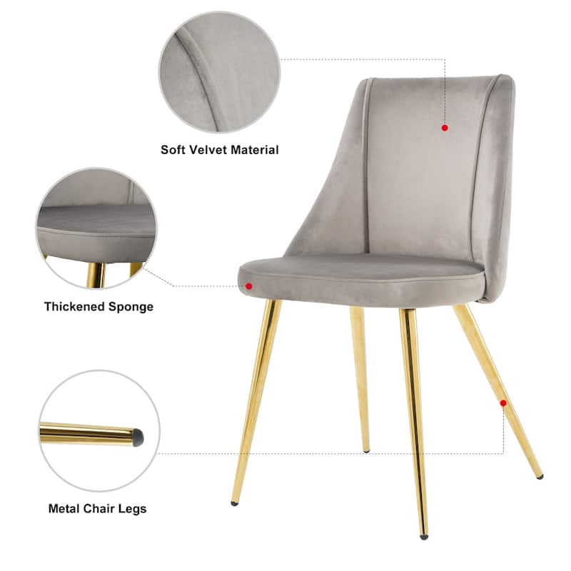 Modern Light Luxury Velvet Dining Chair with Metal Legs(Set of 4)
