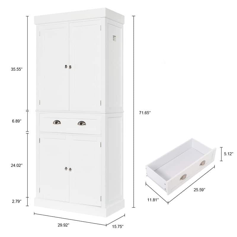 Single Drawer Double Door Wardrobe Storage Cabinet White