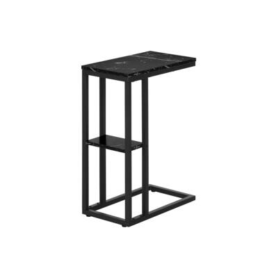 Modern Contemporary Accent Table with Small Shelf, C-shaped End/Side Table, Metal Frame, for Living Room, Bedroom