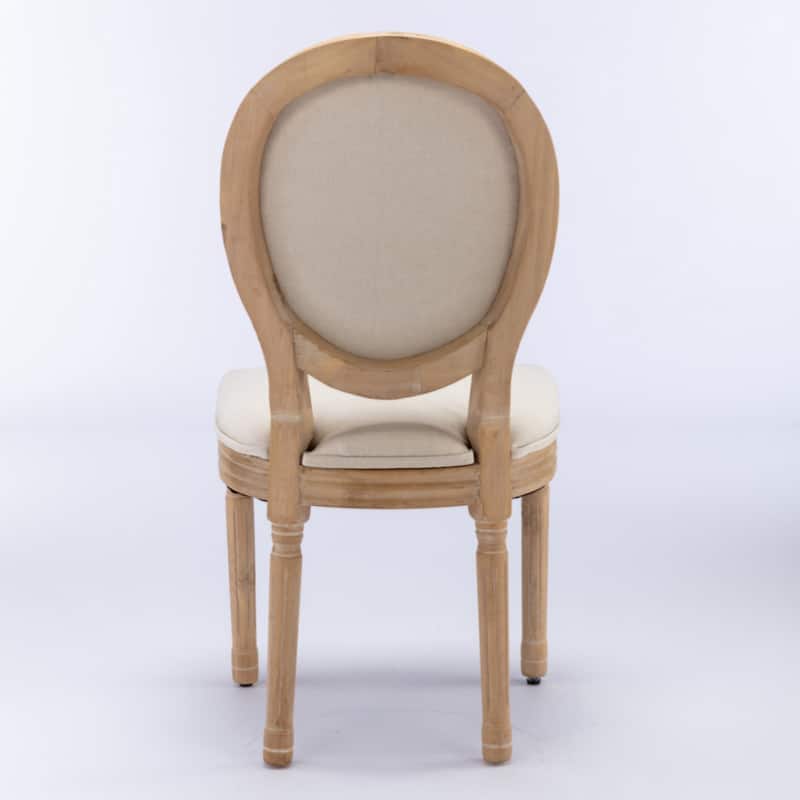 Furniture,French Style Solid Wood Frame Antique Painting Linen Fabric Back Dining Chair,Set of 2