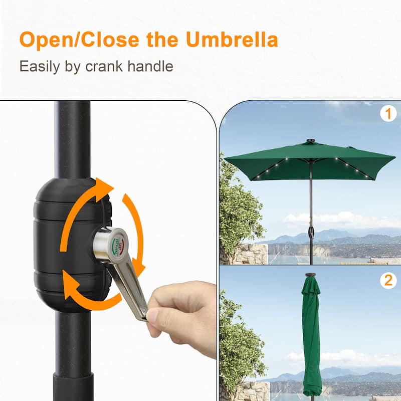 LIVOOSUN 6.5×6.5FT LED Square Patio Umbrella with UPF50+, Tilt Function, and Wind-Resistant Design——Experience Outdoor Comfort