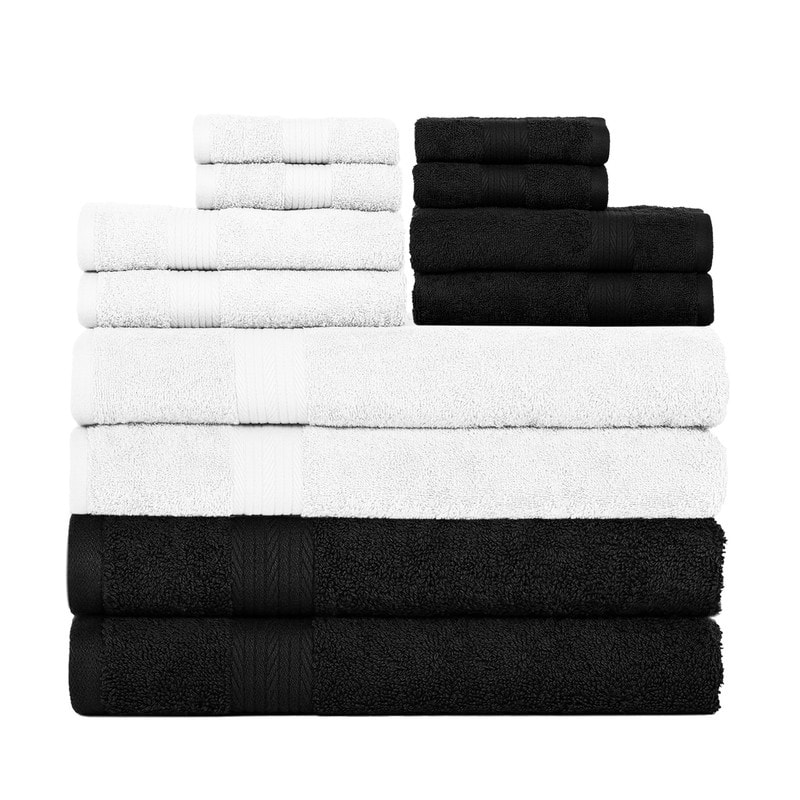 Cotton 600GSM Bathroom Towel Set 12 Pcs Assorted Color by Ample Decor - 4Bath 4Hand 4Wash