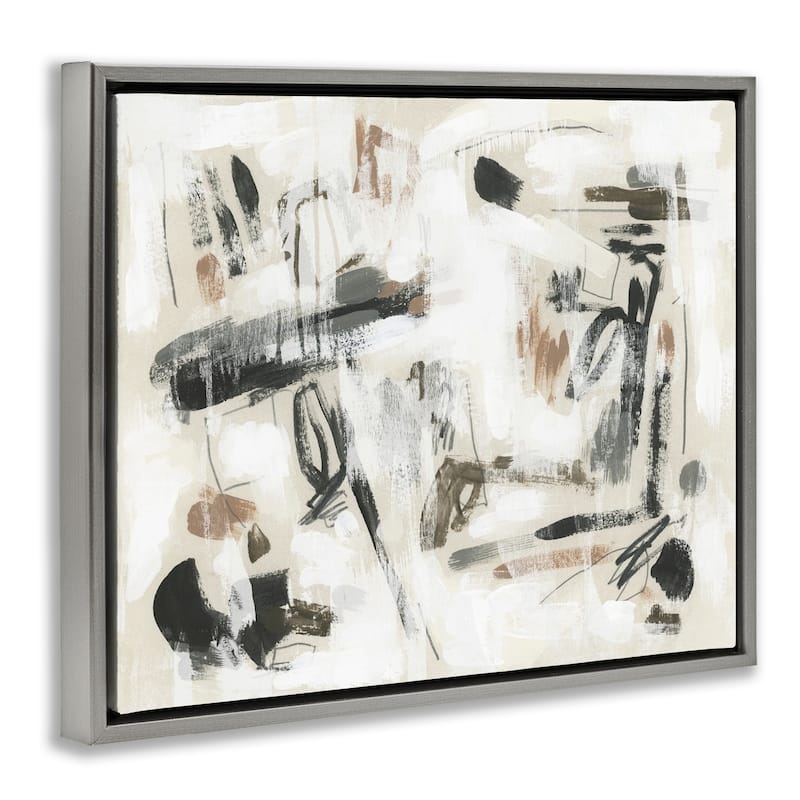 Stupell Subtle Abstract Brush Strokes Framed Floater Canvas Wall Art Design By June Erica Vess
