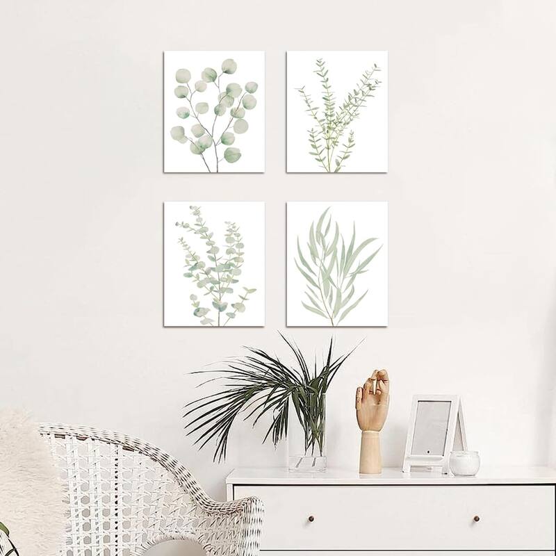 Wall Art, Sage Green Eucalyptus Leaf Prints