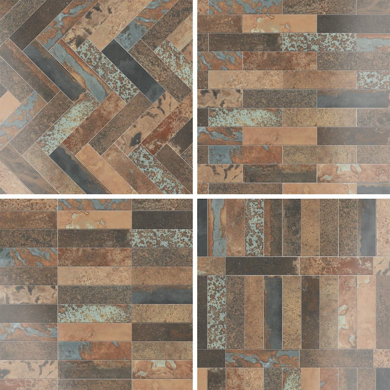 Merola Tile Maheno Brick Mix 2-3/8" x 9-3/4" Porcelain Floor and Wall Tile