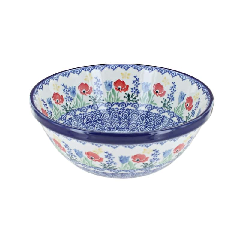 Blue Rose Polish Pottery Ceramika Artystyczna Cereal Bowl - Memory Garden