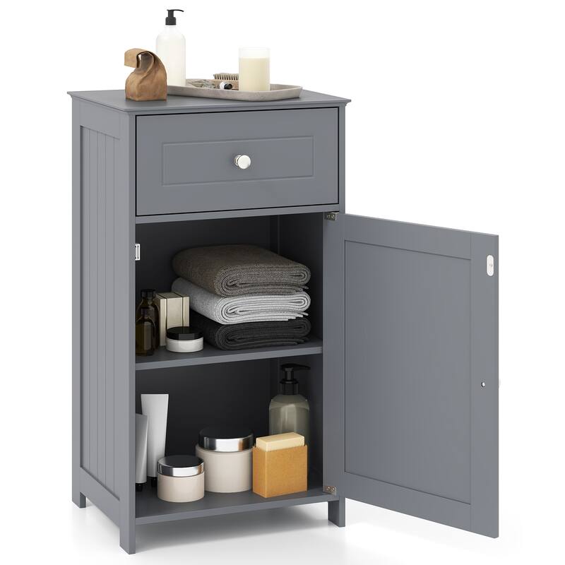Bathroom Storage Cabinet with Drawer and Adjustable Shelf - 17" x 13.5" x 30.5"