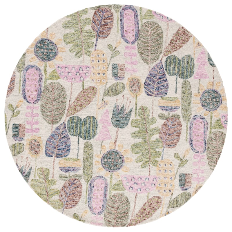 SAFAVIEH Handmade Jardin Matejka Country Wool Rug - 6' Round - Beige/Blue