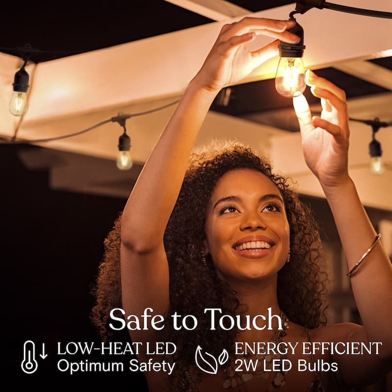 Brightech Ambience Pro 7-Light 24 ft. Outdoor Plug-in 2W 3000k LED S14 Hanging Edison Bulb String-Light