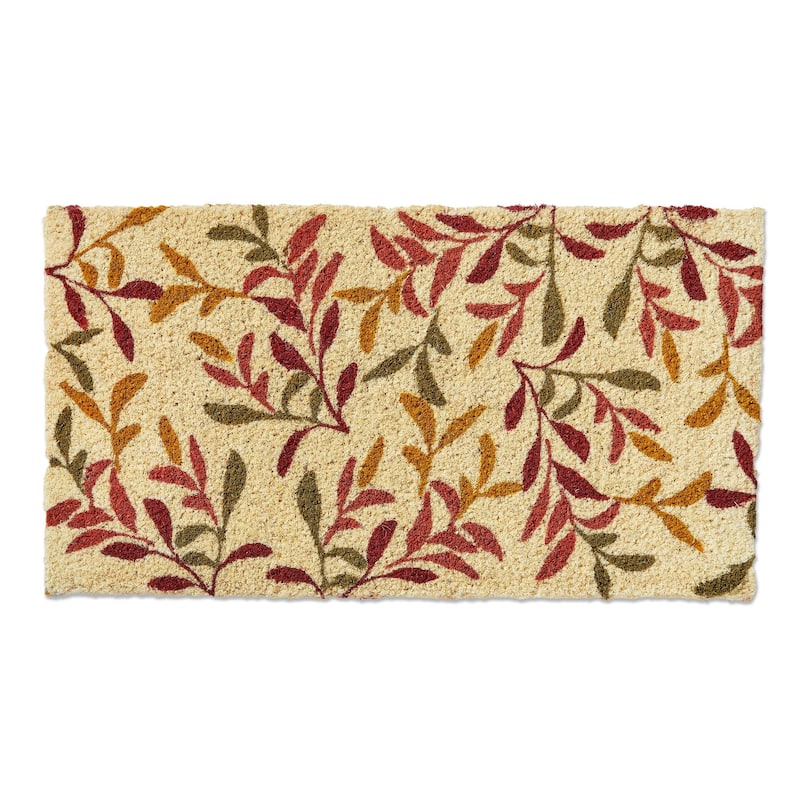 Autumn Leaves Coir Door Mat - Natural Coir Doormat for Thanksgiving - 30" x 17" - Easy to Clean, Shake or Brush