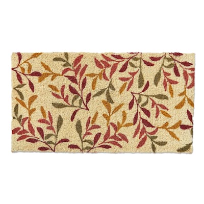 Autumn Leaves Coir Door Mat - Natural Coir Doormat for Thanksgiving - 30" x 17" - Easy to Clean, Shake or Brush