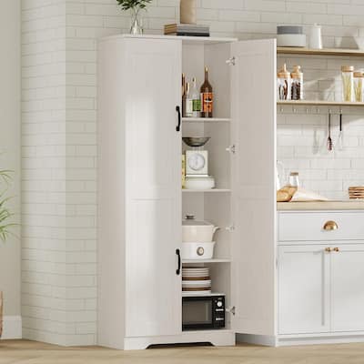Kitchen Pantry Cabinet, Freestanding Black Pantry Storage Cabinet
