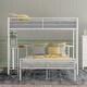preview thumbnail 1 of 18, Elegant Design Twin over Full Metal Bunk Bed with Desk, Ladder & Slats White