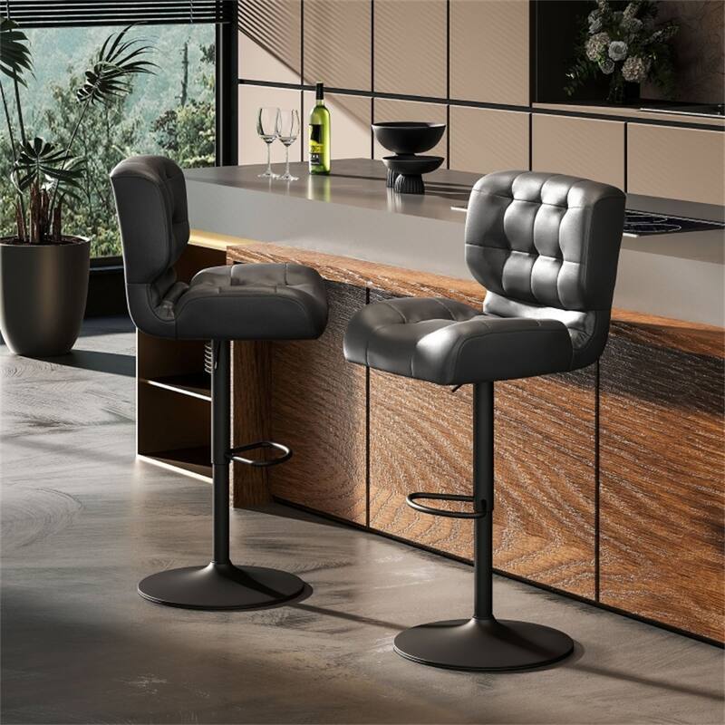 2-Pack Counter to Bar Height Swivel Stools with Tufted Cushion and Metal Base for Comfortable Seating