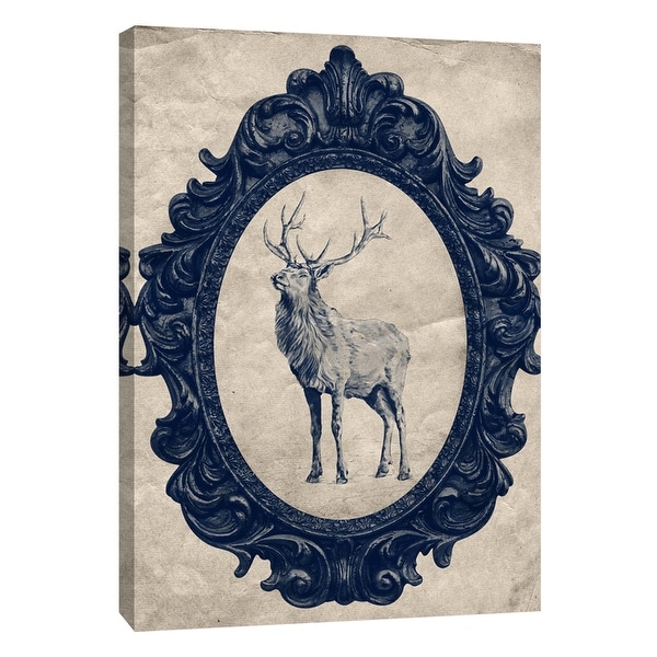 PTM Images 9-108964 PTM Canvas Collection 10" x 8" - "Framed Elk in Navy" Giclee Elk Art Print on Canvas