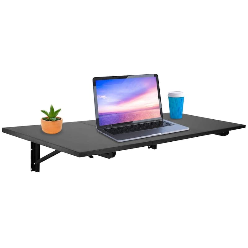 Mount-It! Standing Desk Wall Mount | Wall Mounted Drop Leaf Table - Black