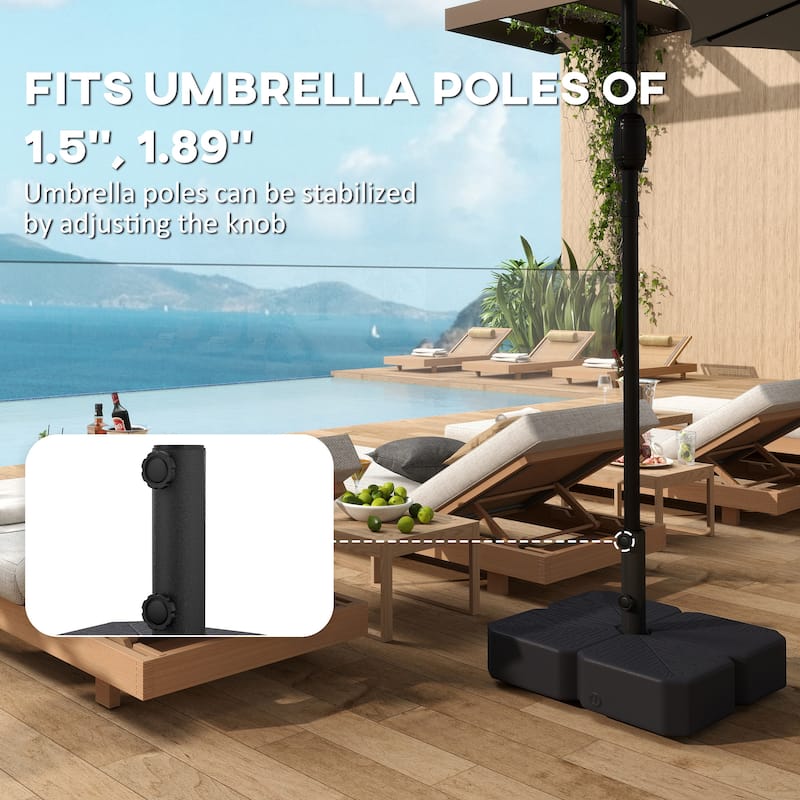 Outsunny Patio Umbrella Base with Wheels, Square Heavy Duty Umbrella Stand Holder, 70 lbs Water or 88 lbs Sand Filled