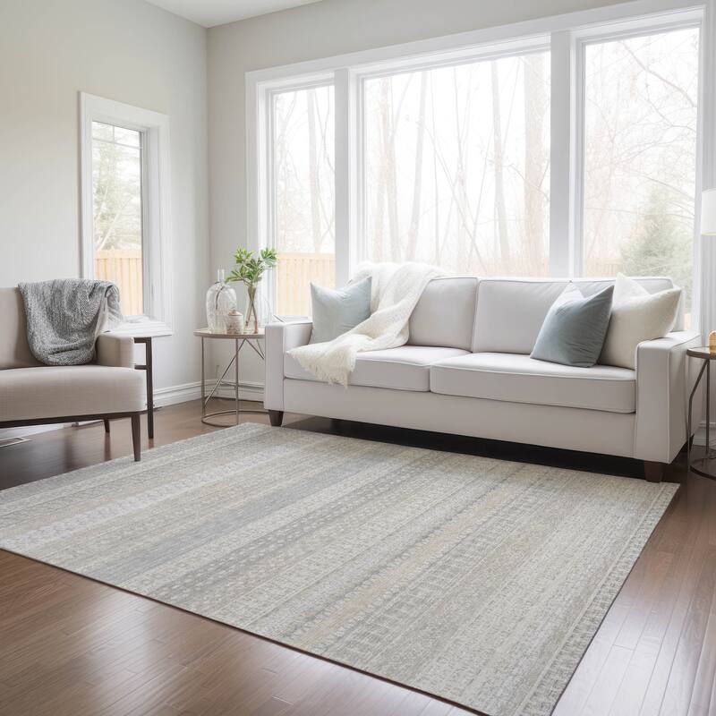 Machine Washable Indoor/ Outdoor Chantille Moroccan Stripes Rug