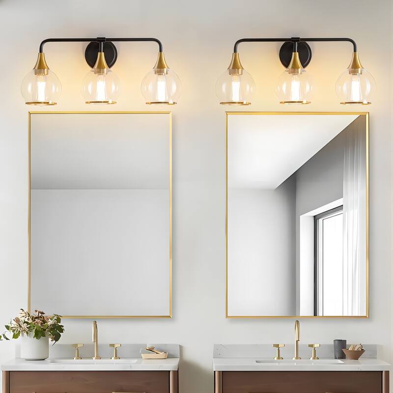 Modern Vanity Lights Dimmable Bathroom Light Fixtures with Glass Shade
