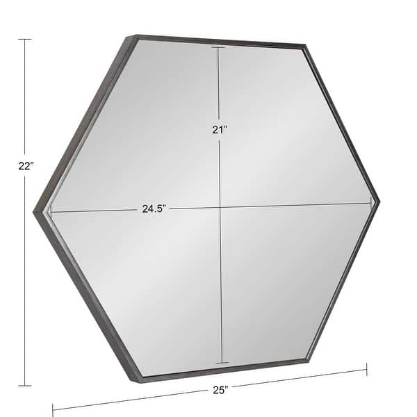 dimension image slide 7 of 8, Kate and Laurel Rhodes Framed Mid-century Hexagonal Wall Mirror