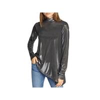 Sanctuary Womens Pullover Top Metallic Mock Neck