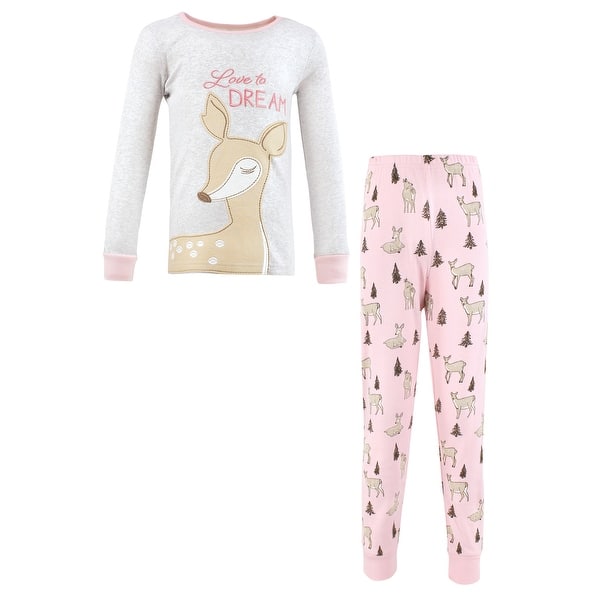slide 1 of 1, Hudson Baby Girl Cotton Pajama Set, Deer 12-18 Months - Deer