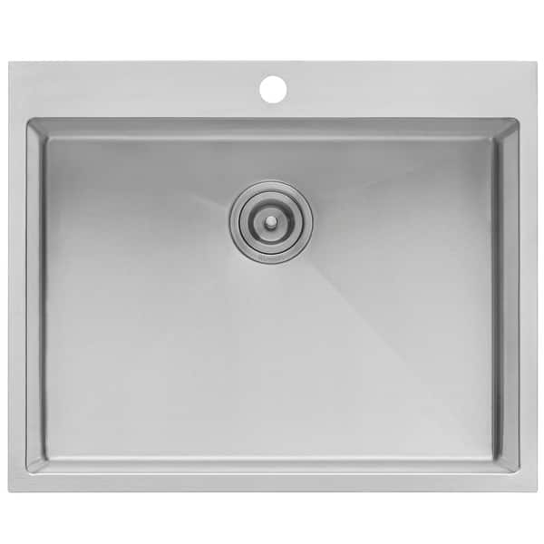 Ruvati Topmount Laundry Utility Sink 27 x 22 x 12 inch Rounded Corners Deep 16 Gauge Stainless