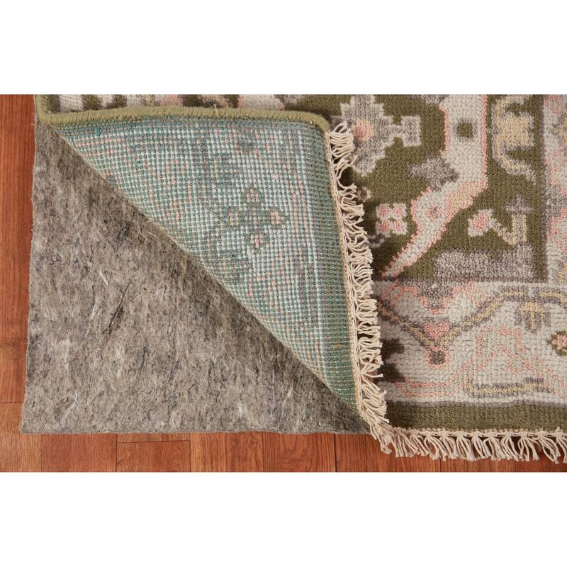Green Oushak Oriental Runner Rug Handmade Wool Carpet - 2'6"x 9'8"