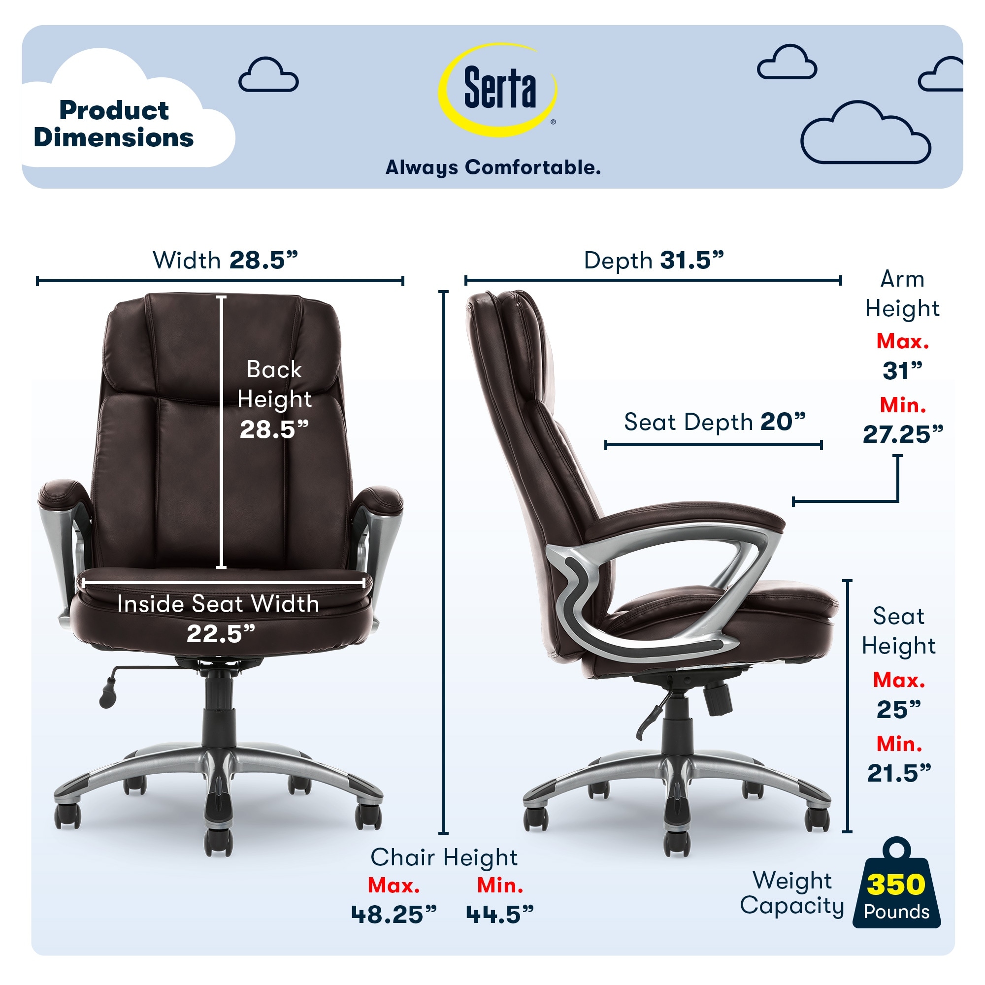 Serta executive office chair big and tall top