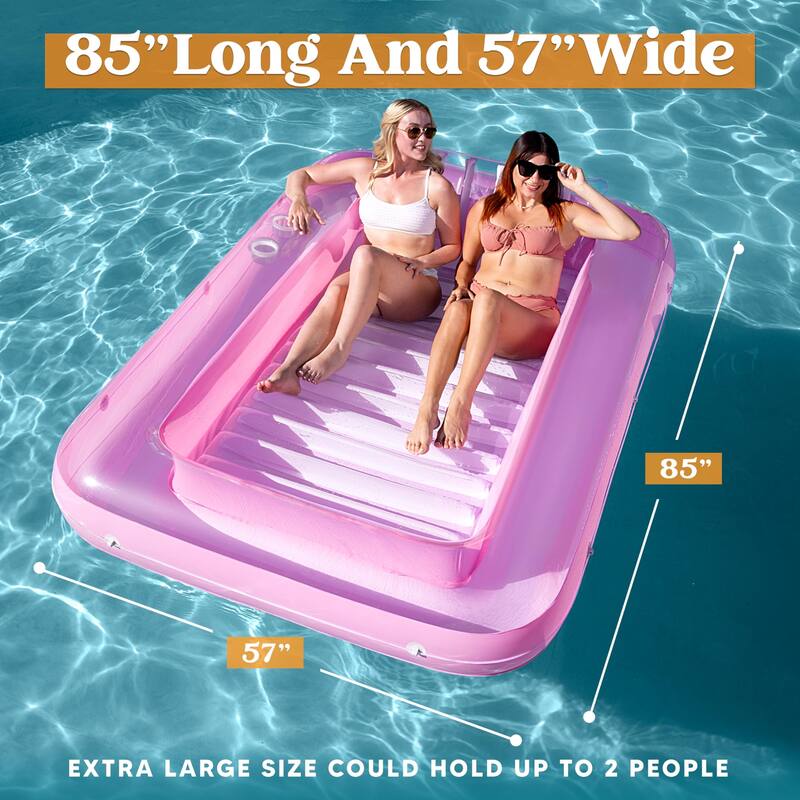 XL Inflatable Tanning Pool Lounge Float,85"x 57"Extra Large Sun Tan Tub Adult Pool Floats Raft for Pool Sunbathing Suntan Blow