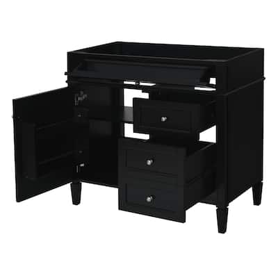 Roomfitters 36'' Bathroom Vanity, Modern Freestanding Storage Cabinet with 2 Drawers and Tip-Out Compartment, Solid Wood Frame