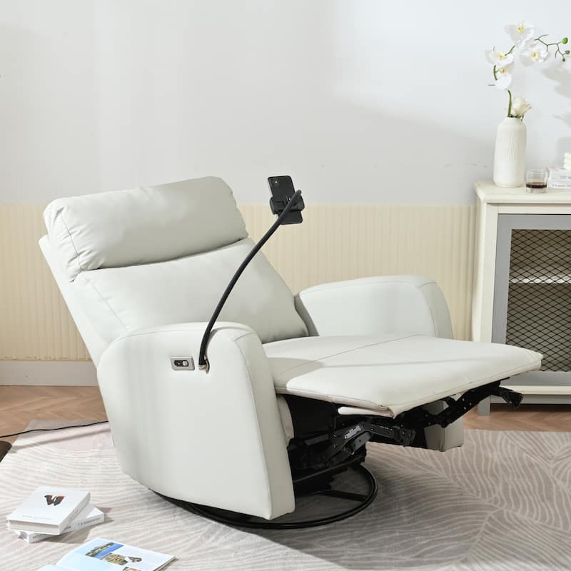 270° Swivel Rocking Recliner with USB Ports, Electric Recline, and Overstuffed Comfort for Ultimate Relaxation