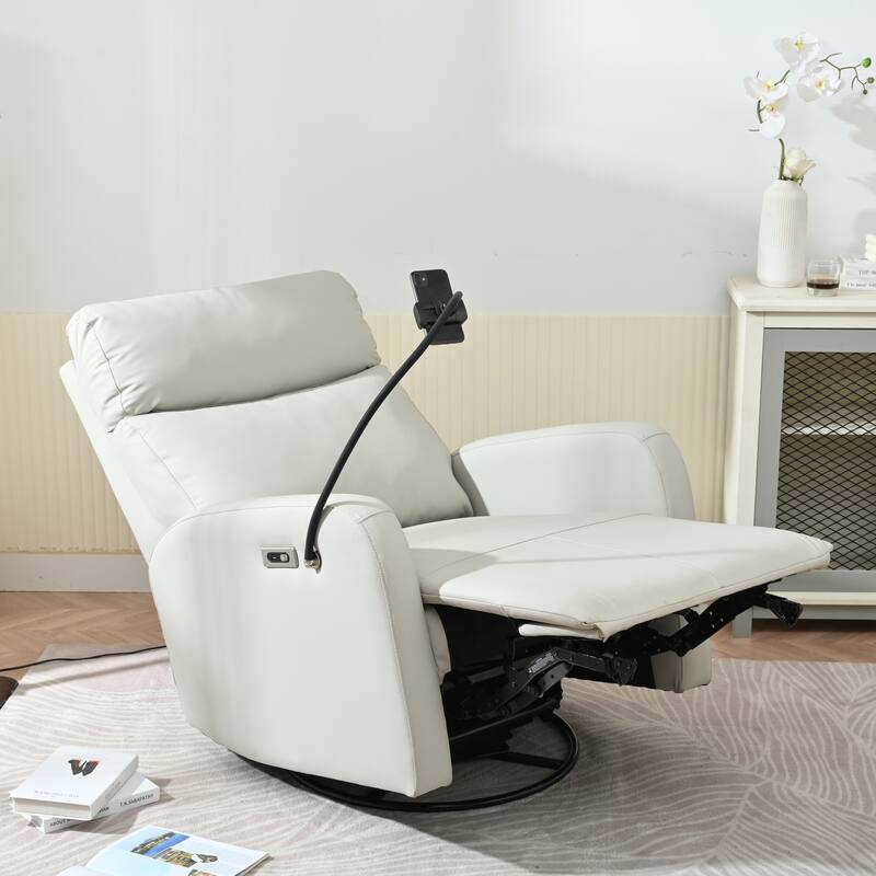 270°Power Swivel Rocker Recliner Chair, Electric Glider Reclining Sofa with USB Ports,Power Swivel Glider